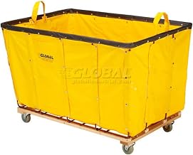 Global Industrial Vinyl Basket Bulk Truck, 12 Bushel Capacity, Yellow | 36-1/4"L x 24-3/4"W x 32-1/4"H, Rolling Laundry Cart, Mail Handling Cart with Swivel Rubber Casters