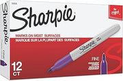 Sharpie Permanent Markers, Fine Point, Purple, 12 Count - Arts & Crafts, Office Supplies