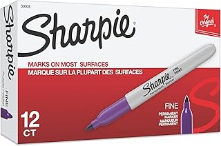 Sharpie Permanent Markers, Fine Point, Purple, 12 Count - Arts & Crafts, Office Supplies