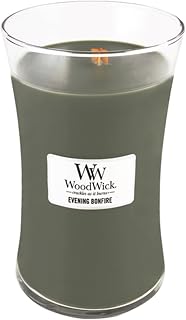 Yankee Candle WoodWick Evening Bonfire Holiday Candle Gifts for Women and Men, 21.5 oz Large Hourglass Candle with Crackling Wick