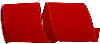 Reliant Ribbon 92270W-065-10F Value Velvet Wired Edge Ribbon, 4 Inch X 10 Yards, Red