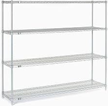 Nexel 5 Tier Silver Epoxy Wire Shelving Starter Unit, 72" W x 18" D x 86" H