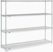 Nexel 5 Tier Silver Epoxy Wire Shelving Starter Unit, 72" W x 21" D x 63" H