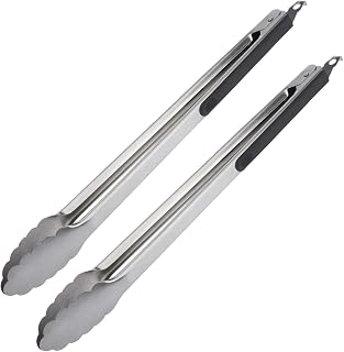 Westmark Classic Special Maxi 151622E3 Barbecue Tongs, Length: 40 cm Each with Rubberised Handles, Stainless Steel/Plastic, Pack of 2, Silver/Black