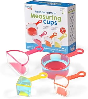 Learning Resources hand2mind Rainbow Fraction Measuring Cups, Kids Montessori Kitchen Tools, Toddler Cooking Tools, Sensory Table Materials, Fraction Manipulatives, Homeschooling Supplies, Easter Baking (Set of 4)