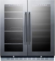 Summit Appliance Summit 30” Wine Cellar/Beverage Center Combo, Stainless - SWBV3067B | 33 Bottle Capacity, 5.8 cu.ft. Capacity, Built-In Commercial Beverage Center, French Doors