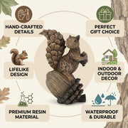 iStatue Resin Squirrel Figurine, 6.5 Inch Medium, Brown