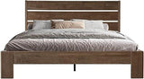 Queen Size Bed Frame with Headboard & Footboard, Solid Wood Platform Bed, Metal Legs, 12 Durable Slatted Structure, No Box Spring Needed, Anti-Slip & Noise-Free, Easy Assembly, Barnwood Finish QIQ-30