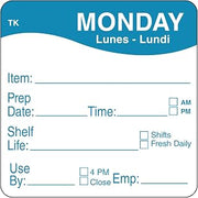 DayMark Safety Systems ToughMark IT114368-1-MON Trilingual Repositionable Label, Monday, 2" x 2", Blue, Roll of 500