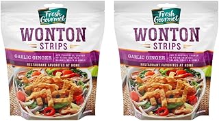 Fresh Gourmet Wonton Strip Garlic Ginger 3.5 Ounce (Pack of 2)