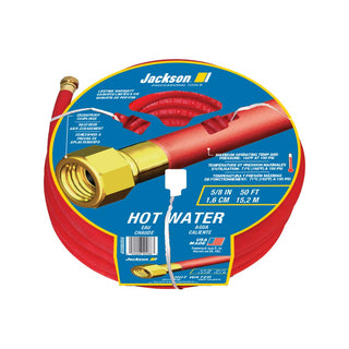 Heavy-Duty Rubber Hot Water Hose by Jackson – 5/8 in. x 50 ft. Hot Water Hose, Rubber, Red, Model 4008600A