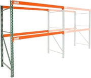 Global Industrial Teardrop Pallet Rack Add-On Unit, 120" W x 48" D x 96" H | 5630 lbs Shelf Capacity, Steel Construction, Orange & Green, For Industrial Storage