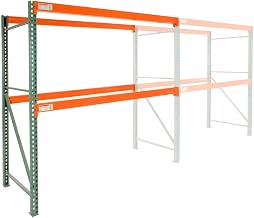 Global Industrial Teardrop Pallet Rack Add-On Unit, 120" W x 48" D x 96" H | 5630 lbs Shelf Capacity, Steel Construction, Orange & Green, For Industrial Storage