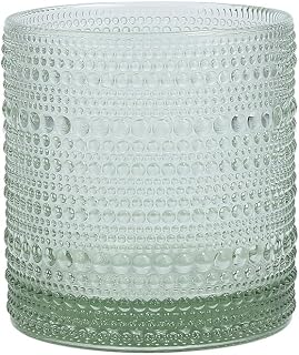 Fortessa Jupiter Beaded Hobnail Glass, 14 Ounce Triple Old Fashioned (Set of 6), Sage