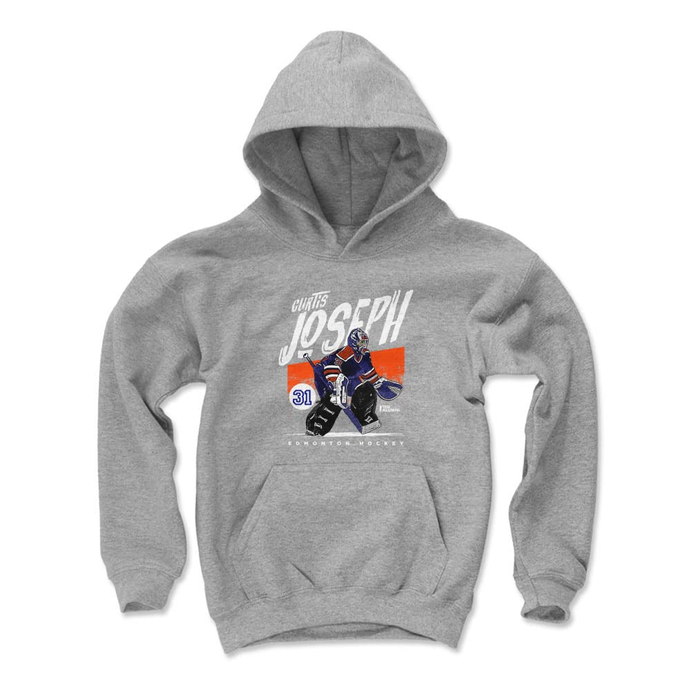 Curtis Joseph Edmonton Grunge Youth Hoodie (Gray by 500 LEVEL – Large, Cotton Blend, Gray, Model A-C-DYHDGRY-XX-0556-014-03-NAZ
