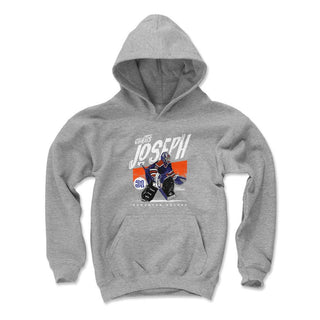 Curtis Joseph Edmonton Grunge Youth Hoodie (Gray by 500 LEVEL – Large, Cotton Blend, Gray, Model A-C-DYHDGRY-XX-0556-014-03-NAZ