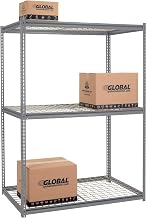 Global Industrial High Cap. Starter Rack 60Wx24Dx96H 3 Levels Wire Deck 1300lb Per Shelf GRY
