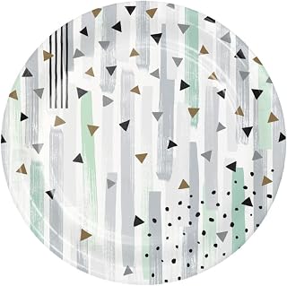 Creative Converting Minted Milestone Chocolate Chip Mint Dessert Plates, 8 Count