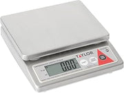 Taylor TE10CSW 10-Pound Water Resistant Digital Portion Control Scale, Multi-Functional Food Scale for Precise Weight Measuring and Portion Control, Tare Function, NSF, Stainless Steel Platform