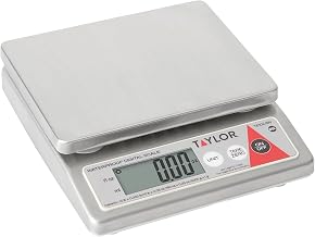 Taylor TE10CSW 10-Pound Water Resistant Digital Portion Control Scale, Multi-Functional Food Scale for Precise Weight Measuring and Portion Control, Tare Function, NSF, Stainless Steel Platform