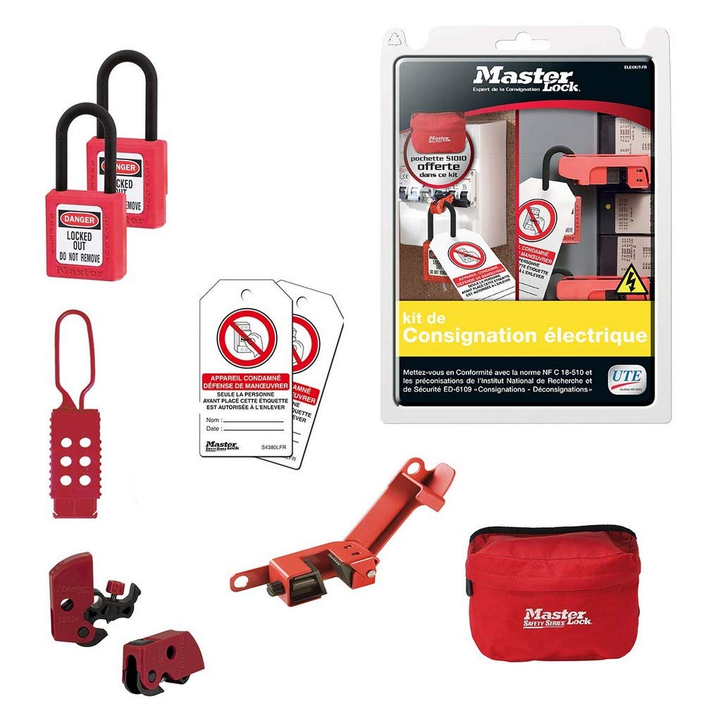Electrical Consignation Kit by Master Lock – 23.4 cm x 20.0 cm x 6.0 cm, Nylon, Red, Model ELECKIT-FR