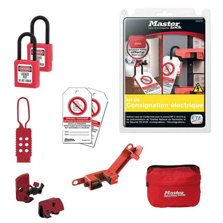 Electrical Consignation Kit by Master Lock – 23.4 cm x 20.0 cm x 6.0 cm, Nylon, Red, Model ELECKIT-FR