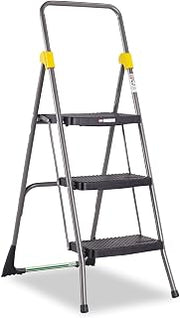 Cosco 11839GGO Commercial 3-Step Folding Stool, 300lb Cap, 20 1/2w x 32 5/8d x 52 1/8h, Gray
