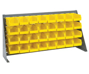 QUANTUM STORAGE SYSTEMS Yellow / 19" H x 36" W x 8" D / 8" L x 5" W x 3" H 32 Ultra Yellow Bins Standing Shelf Units
