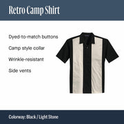 Men's Retro Short Sleeve Camp Shirt Black/Royal by Port Authority – X-Large, Polyester,Cotton, Black / Royal, Model SNM-250385