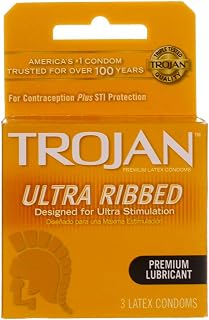 TROJAN Stimulations Ultra Ribbed Lubricated Latex Condoms-3 ct (Pack of 6)