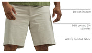 Men's Big & Tall Extreme Motion Flat Front Short by Lee – Cotton Blend, Stone, Model 43535
