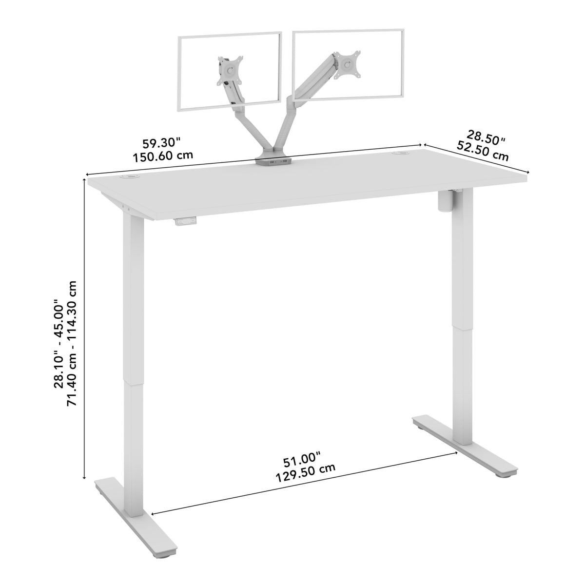 Bestar Black / 60W x 30D / Modern Home Office Desks