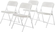National Public Seating NPS 800 Series Plastic/Poly Premium Light-Weight Folding Chair, Bright White, 4/Pack (821/4)