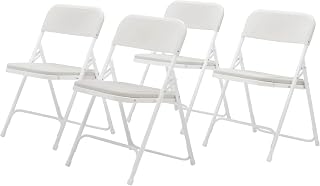 National Public Seating NPS 800 Series Plastic/Poly Premium Light-Weight Folding Chair, Bright White, 4/Pack (821/4)