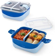 Rubbermaid Pack & Go 1.35L Divided Rectangle Microwaveable Containers, 2-Pack, 100% Leakproof Meal Prep Containers, Dishwasher-Safe and Microwave-Safe