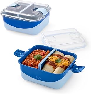 Rubbermaid Pack & Go 1.35L Divided Rectangle Microwaveable Containers, 2-Pack, 100% Leakproof Meal Prep Containers, Dishwasher-Safe and Microwave-Safe