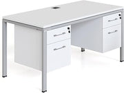 Boss Office Products Simple System Single Desk with (2) Pedestals, 66" x 24", White