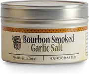 Bourbon Barrel Foods Garlic Salt - Handcrafted Bourbon Smoked Salt Blended with Garlic - 4 Ounce Tin