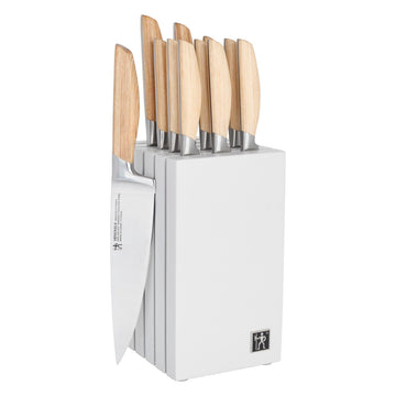 Pakka Wood Handles 13 piece Knife Block Set by HENCKELS – 13-pc, Stainless Steel, Brown, Pack of 13, Model 1034835