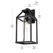 Zora One Light Outdoor Wall Sconce Black by Lighting Design – Iron, Black, Model OD606W19BK