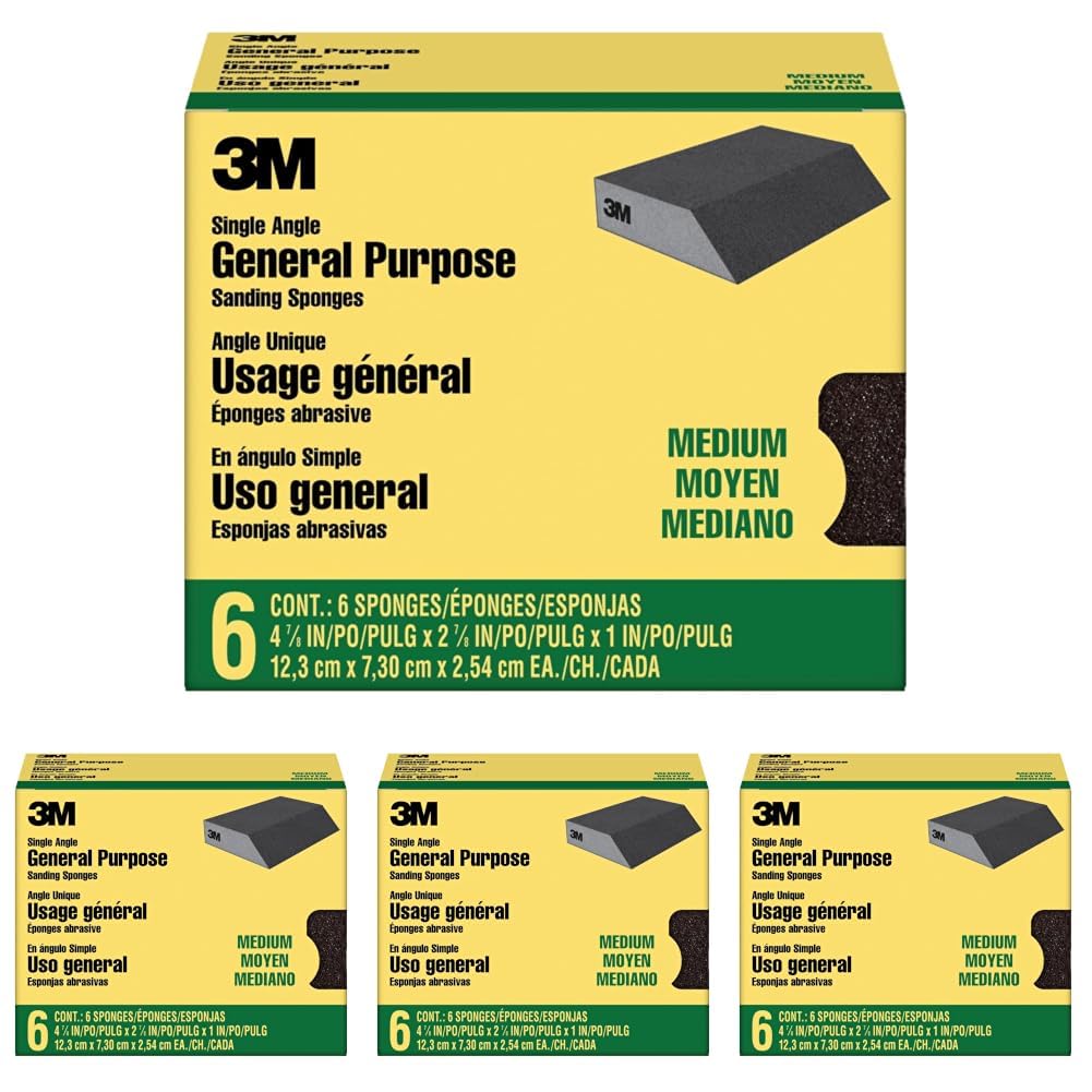 3M 블랙. / 4-7/8 in x 2-7/8 in (Pack of 4) / Medium Sanding Sponges