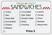 White Fresh-N-Tasty Sandwich Check-Off Food Packaging Labels 3"L x 2"H
