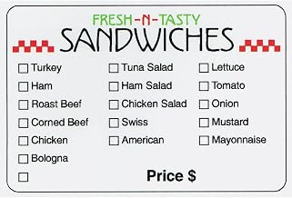 White Fresh-N-Tasty Sandwich Check-Off Food Packaging Labels 3"L x 2"H