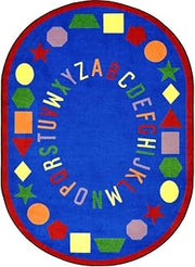Joy Carpets First Lessons Rug, Blue, 10'9" x 13'2" Oval