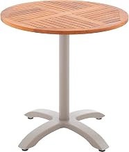 Global Industrial 27-1/2" Round Outdoor Teakwood Café Table, Tan