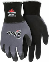 MCR Safety Ninja BNF N96790L Work Glove, 15 Gauge Nylon/Spandex Shell, Breathable Nitrile Foam (BNF) Coated Palm & Fingertips, Large, Black / Gray, Grey