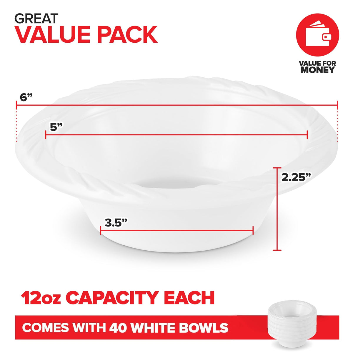 Stock Your Home 40 / 12oz / White Bowls
