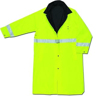 MCR Safety 7368CRM Luminator PVC/Nylon Reversible Coat with 2-Inch Silver Stripe, Lime/Black, Medium