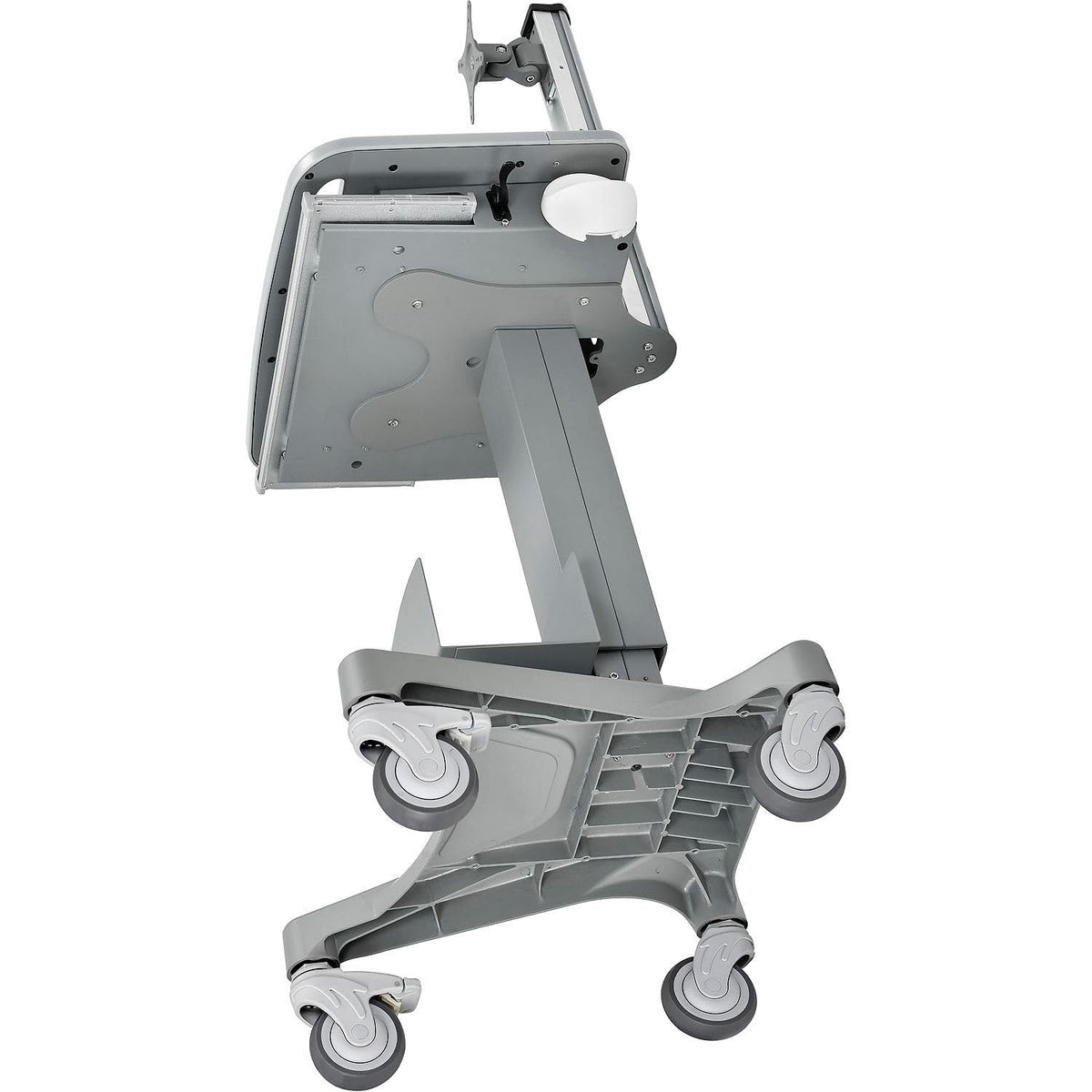 Height Adjustable Mobile Sit-Stand Computer Workstation by Global Industrial – Metal/Plastic, Gray, Model 695436