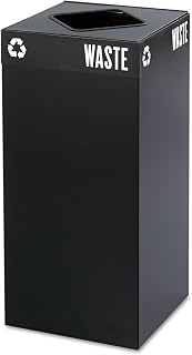 Safco 2982BL Public Square Recycling Receptacle Base, 31-Gallon (Top Sold Separately), Black